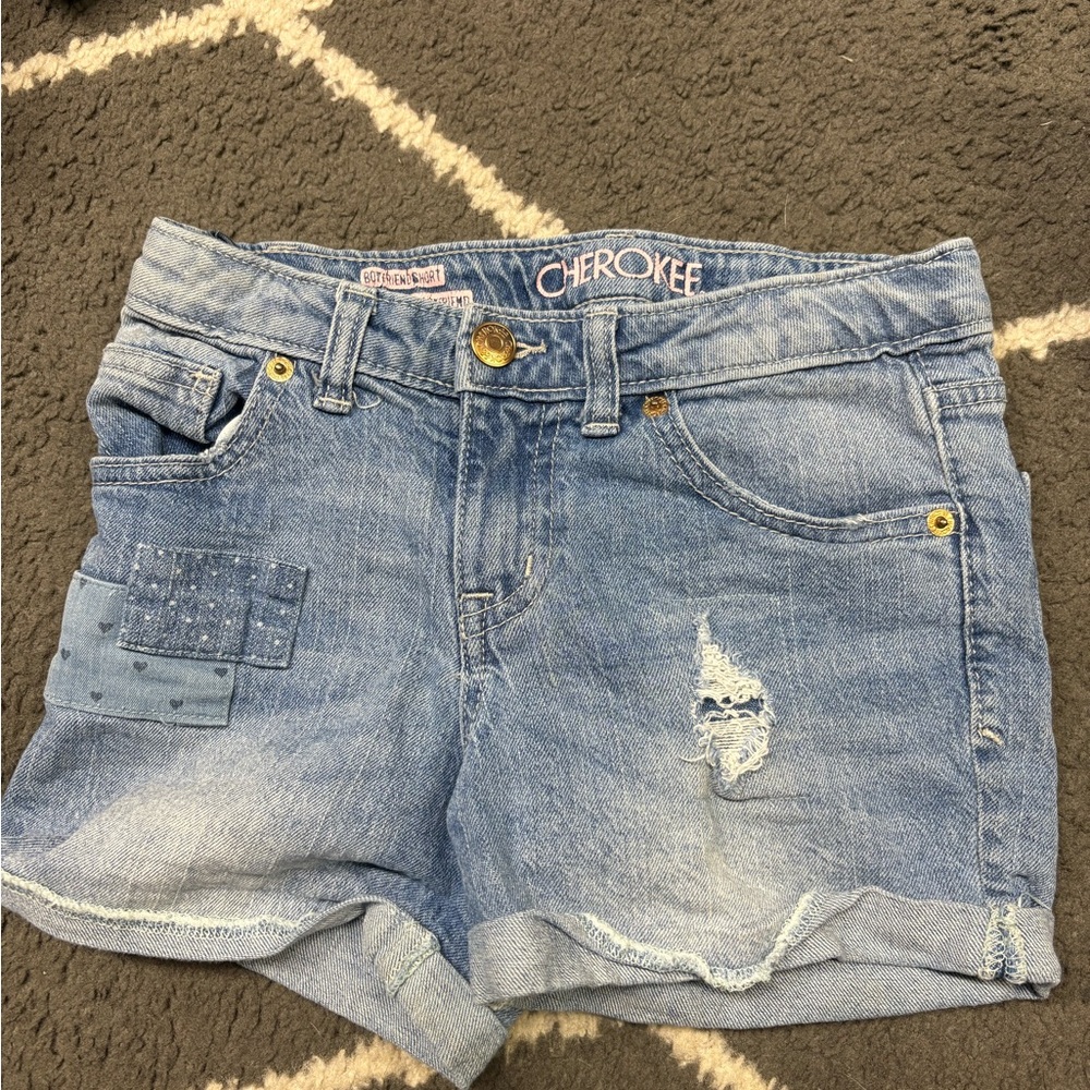 Cherokee Blue Jean Shorts with Distressed Detail